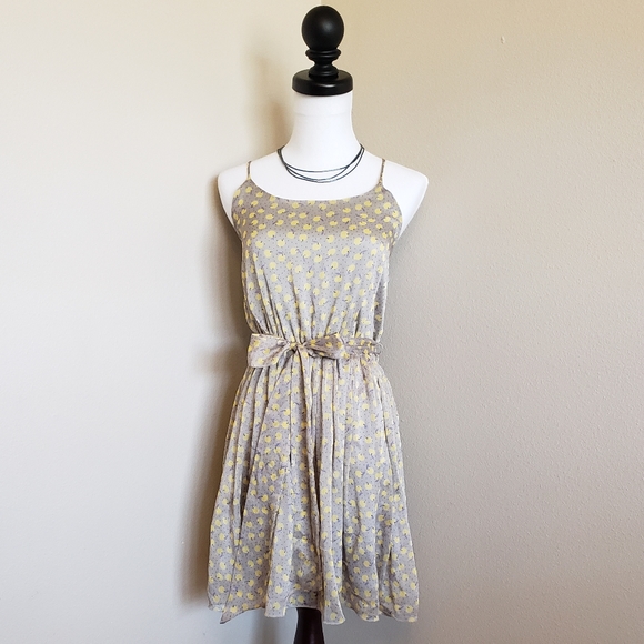 Janette Fashion Dresses & Skirts - Women's Sleeveless Midi Dress with Yellow Dot Print